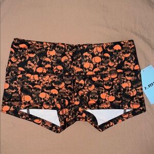 Fleo Orange and Black Skull - LRC Shorts